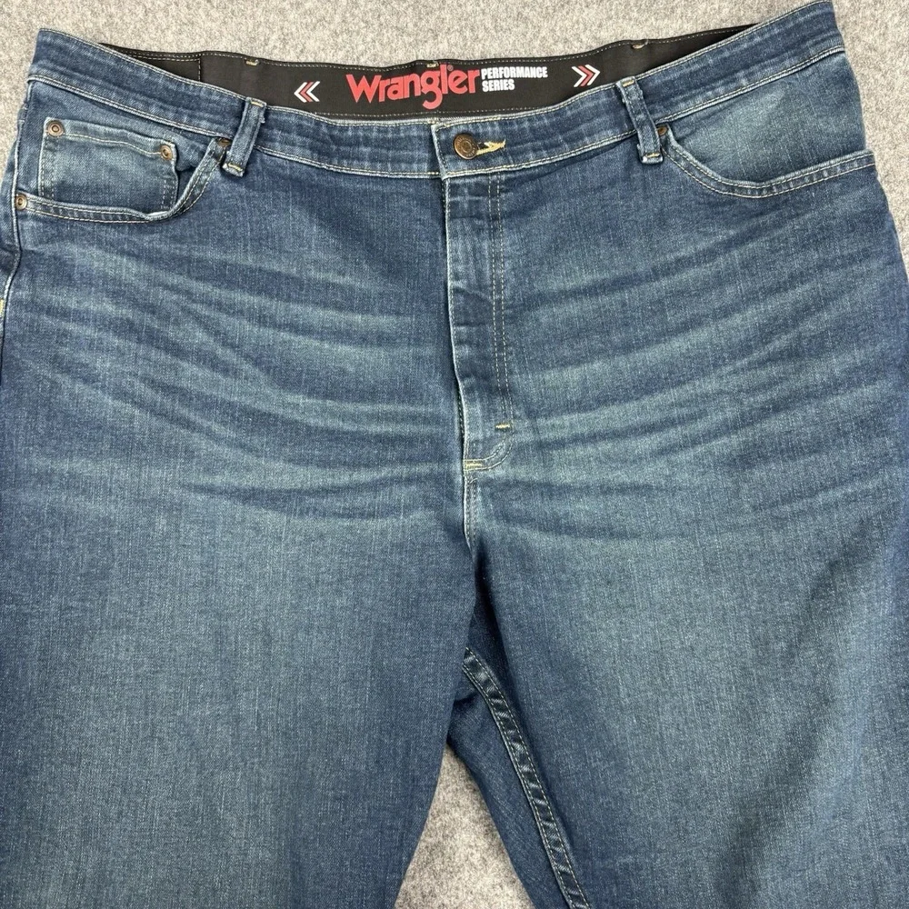 Wrangler Performance Series Jeans Mens 40x30 Dark Wash Straight Leg Stretch Blue